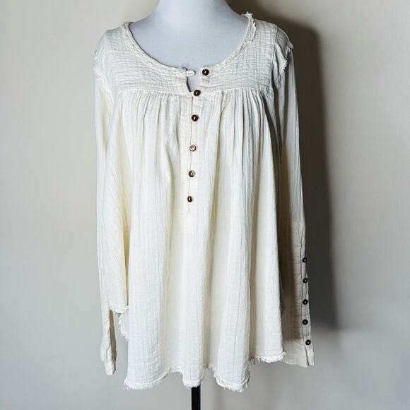 Free People Cream Sand Dune Henley - Picture 2 of 8